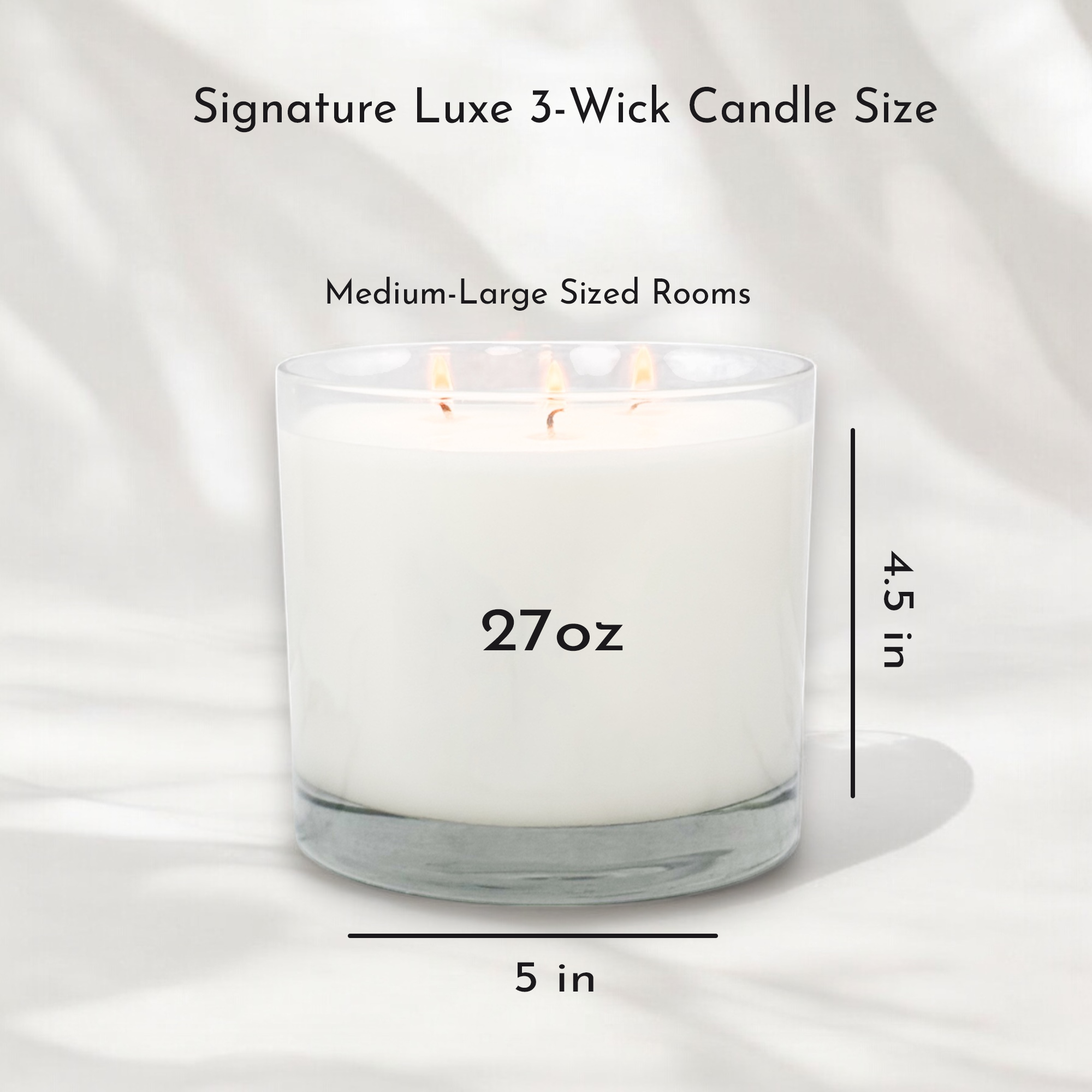 a white candle with measurements for the size of it