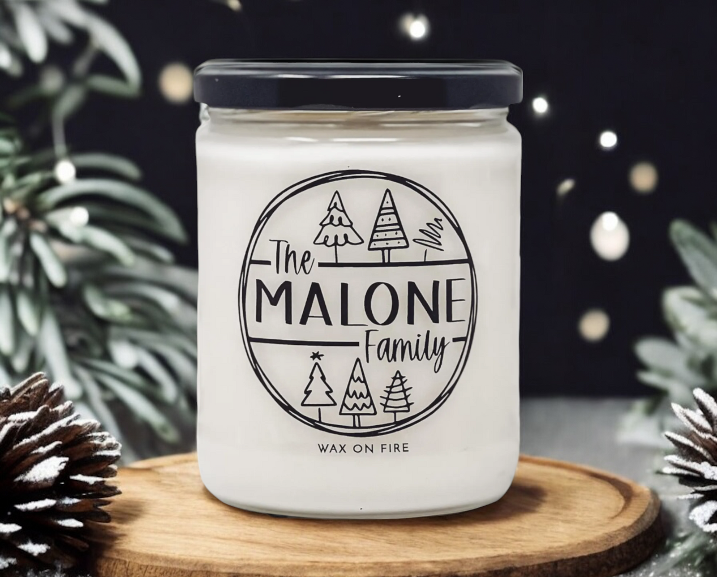 Custom Christmas Family Name | Non-Toxic Soy Candle