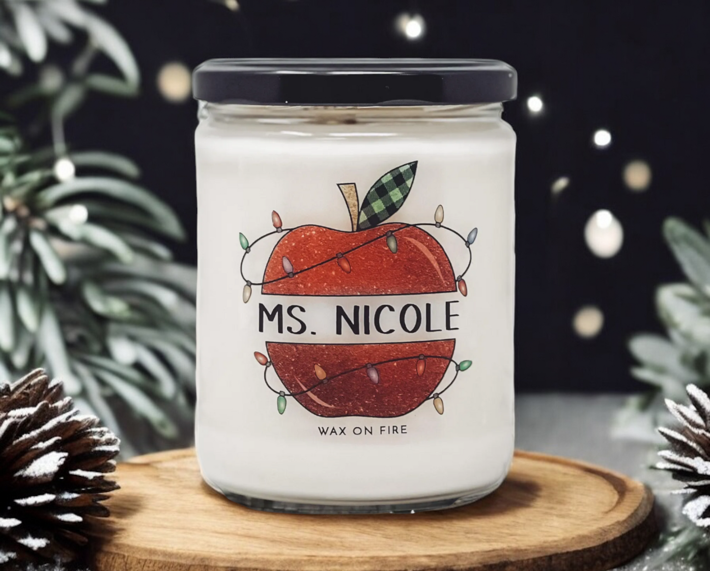 Custom Christmas Teacher Name | Non-Toxic Soy Candle